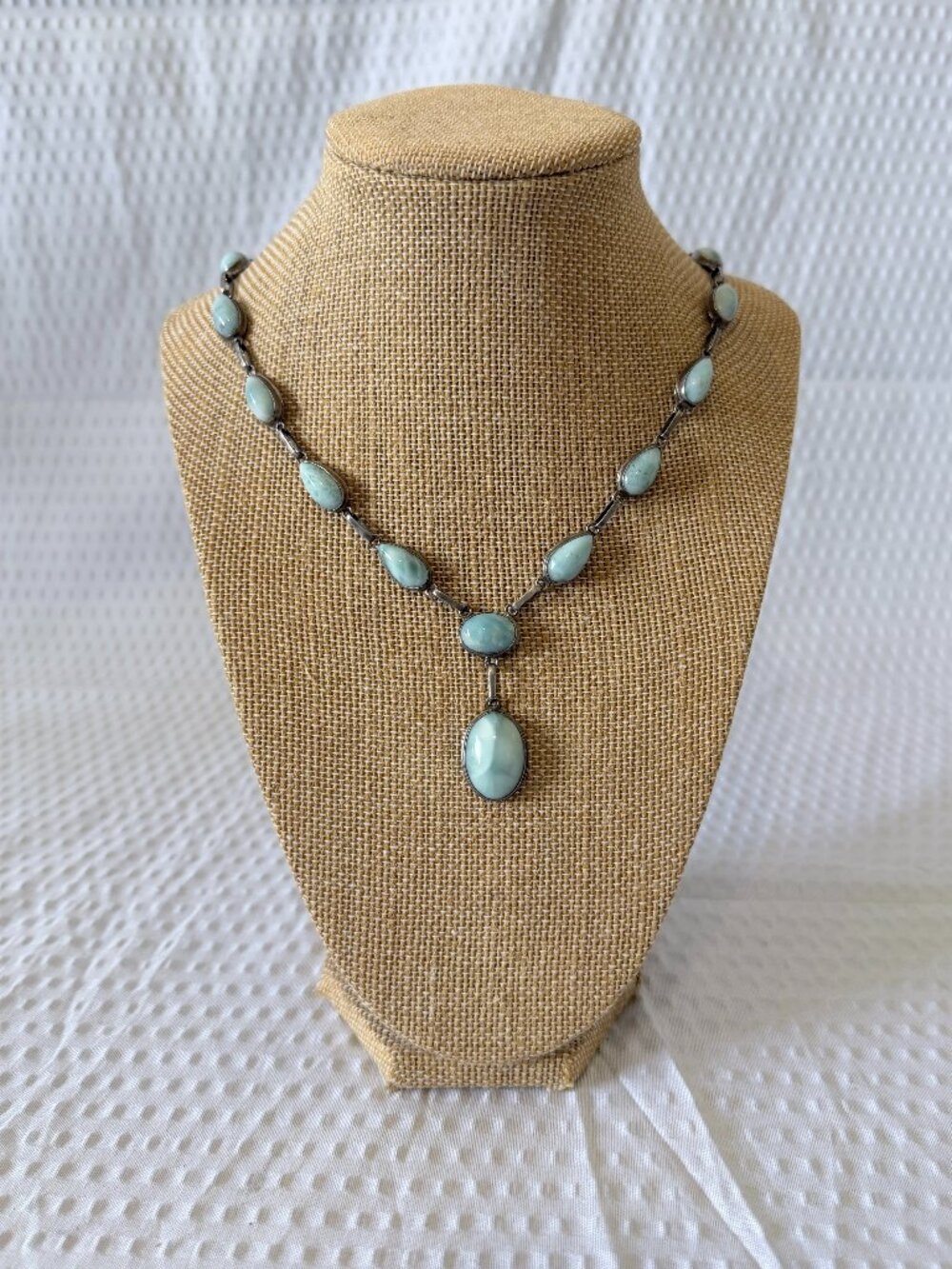 Light Blue Larimar Stone Pendant and Sterling Necklace